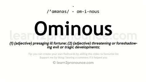 ownous meaning|OMINOUS Definition & Meaning .
